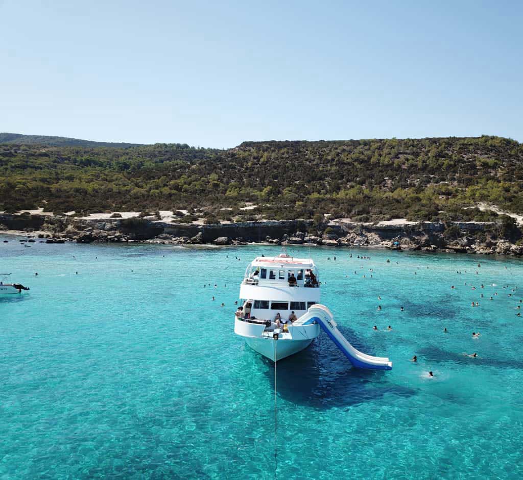 Planning a Family Day out from Latchi Harbour aboard Nafsika II along the Akamas coastline to the Blue Lagoon.